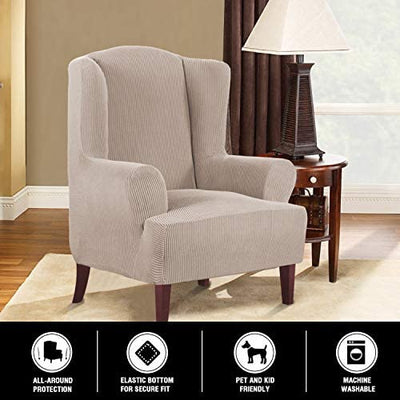 High Stretch Wingback Chair Slipcover for Living Room - PrinceDeco