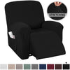 Stretch Recliner Chair Covers for Leather with Side Pocket - PrinceDeco