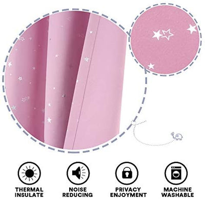 Blackout Kids Curtains for Bedroom Thermal Insulated Silver Twinkle Star Curtains - PrinceDeco