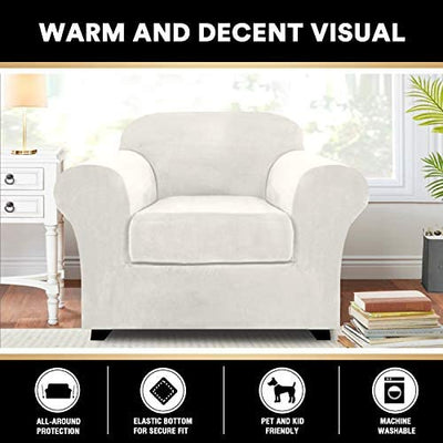Velvet Stretch Chair Covers 2 Piece for Living Room - PrinceDeco