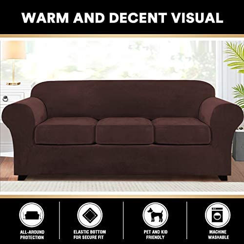 Thick Velvet Sofa Cover Soft Couch Cover for 3 Cushion Cover Washable  Furniture Protector for Dogs