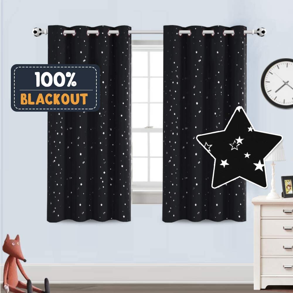 Blackout Kids Curtains for Bedroom Thermal Insulated Silver Twinkle St -  PrinceDeco