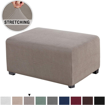 Stretch Ottoman Slipcovers Rectangle for Living Room with Elastic Bottom - PrinceDeco