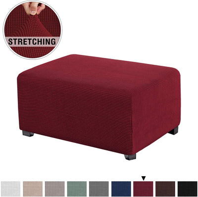 Stretch Ottoman Slipcovers Rectangle for Living Room with Elastic Bottom - PrinceDeco